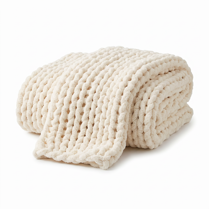 Chunky knit chenille throw blanket