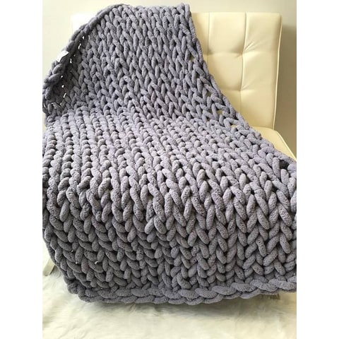 Chunky knit chenille throw blanket