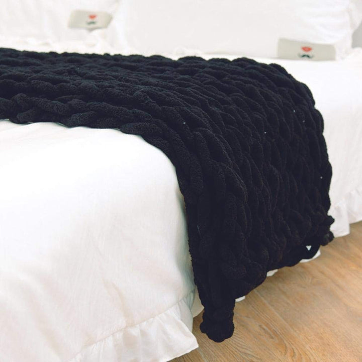 Chunky knit chenille throw blanket
