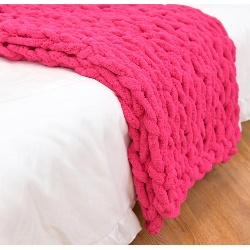 Chunky knit chenille throw blanket