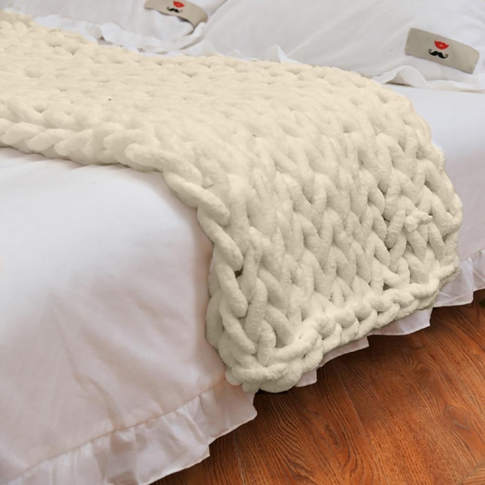 Chunky knit chenille throw blanket