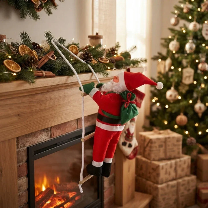 Climbing Santa on rope ladder