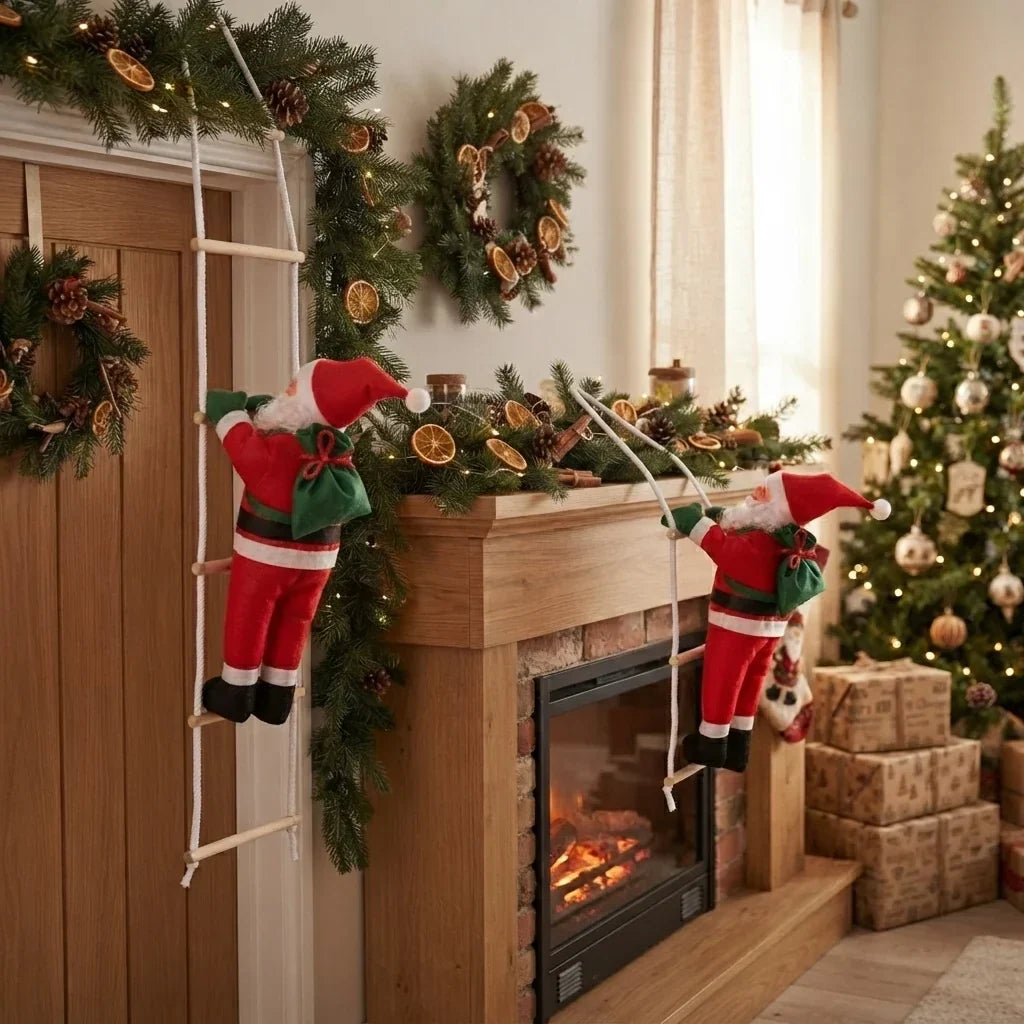 Climbing Santa on rope ladder