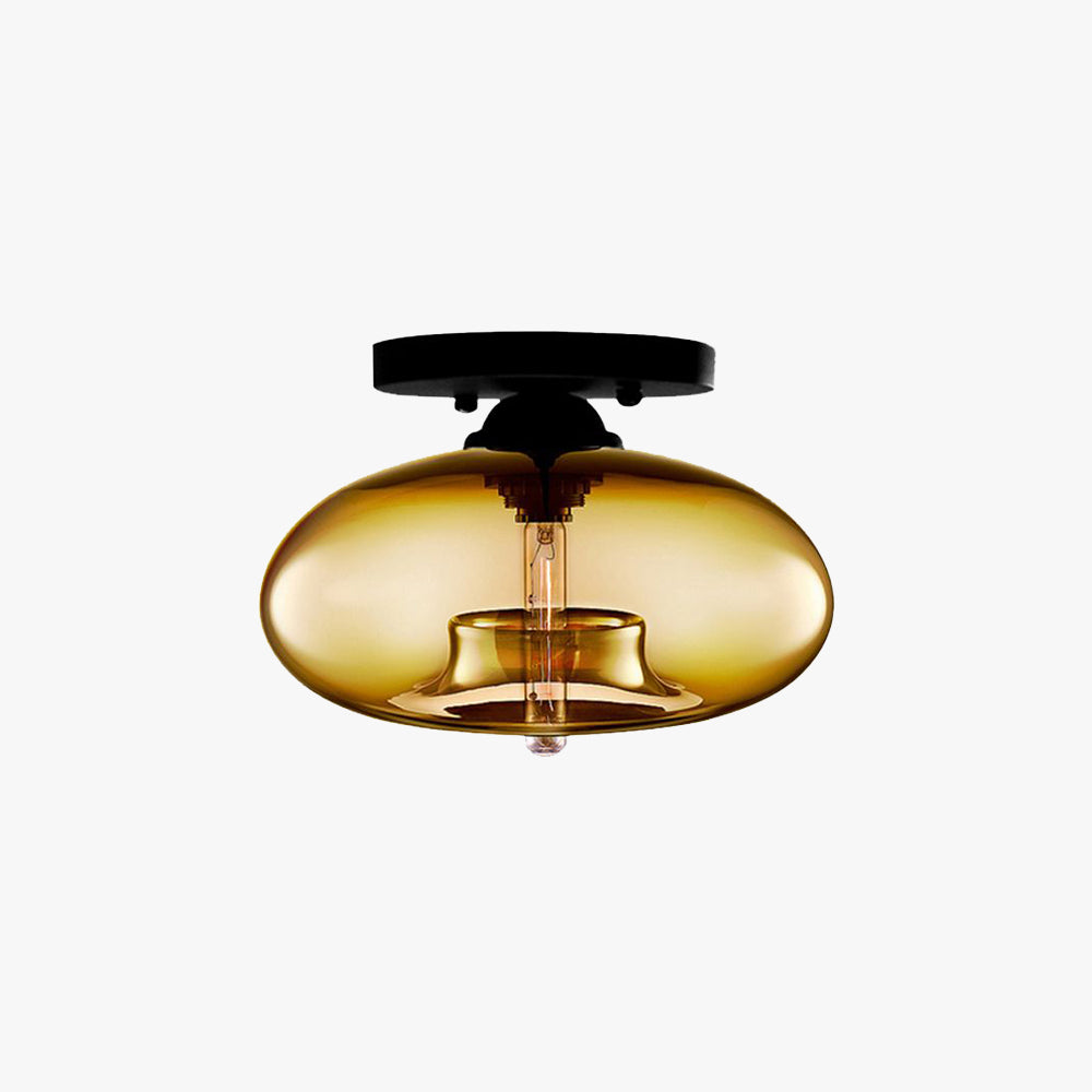 Coloured glass semi-flush ceiling light