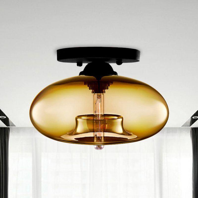 Coloured glass semi-flush ceiling light