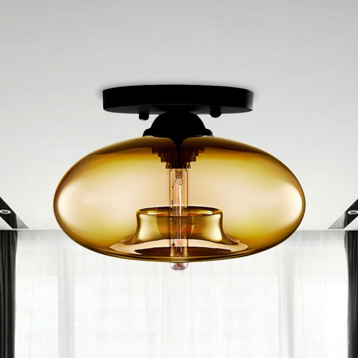 Coloured glass semi-flush ceiling light