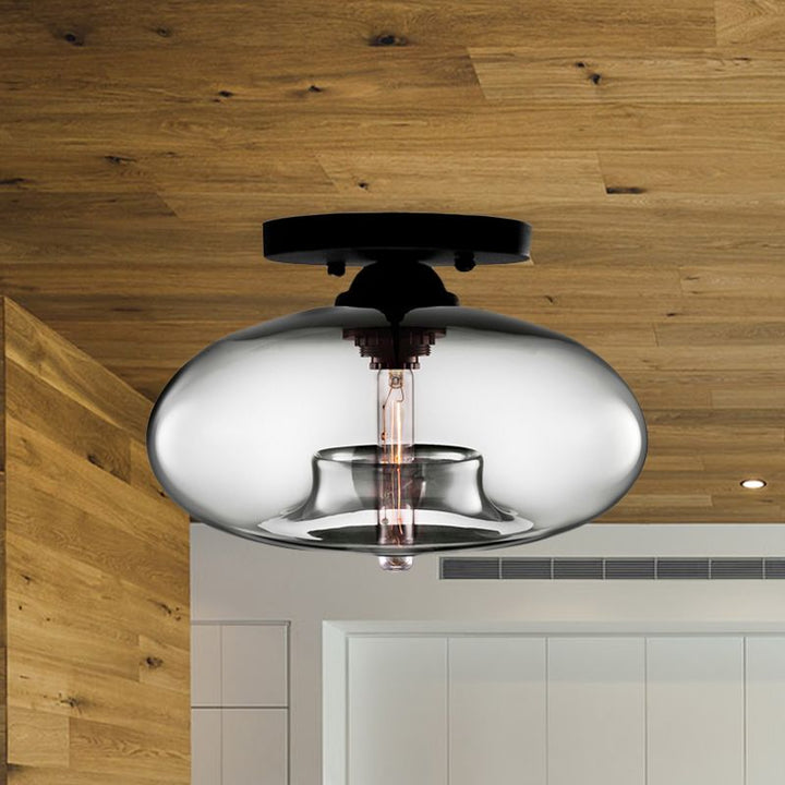 Coloured glass semi-flush ceiling light