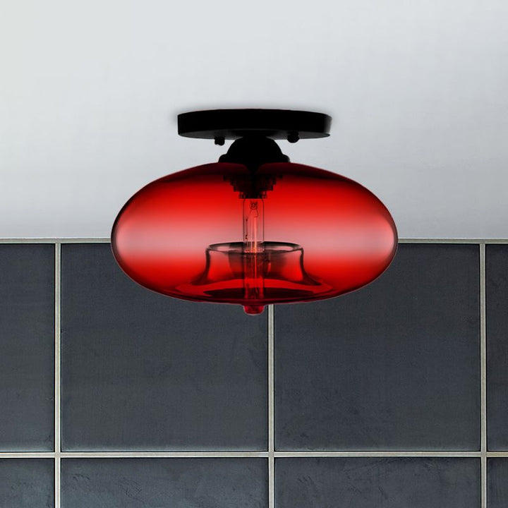 Coloured glass semi-flush ceiling light