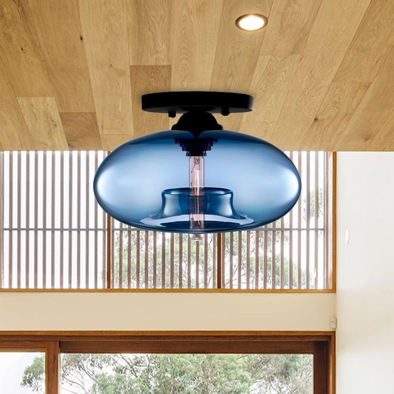 Coloured glass semi-flush ceiling light