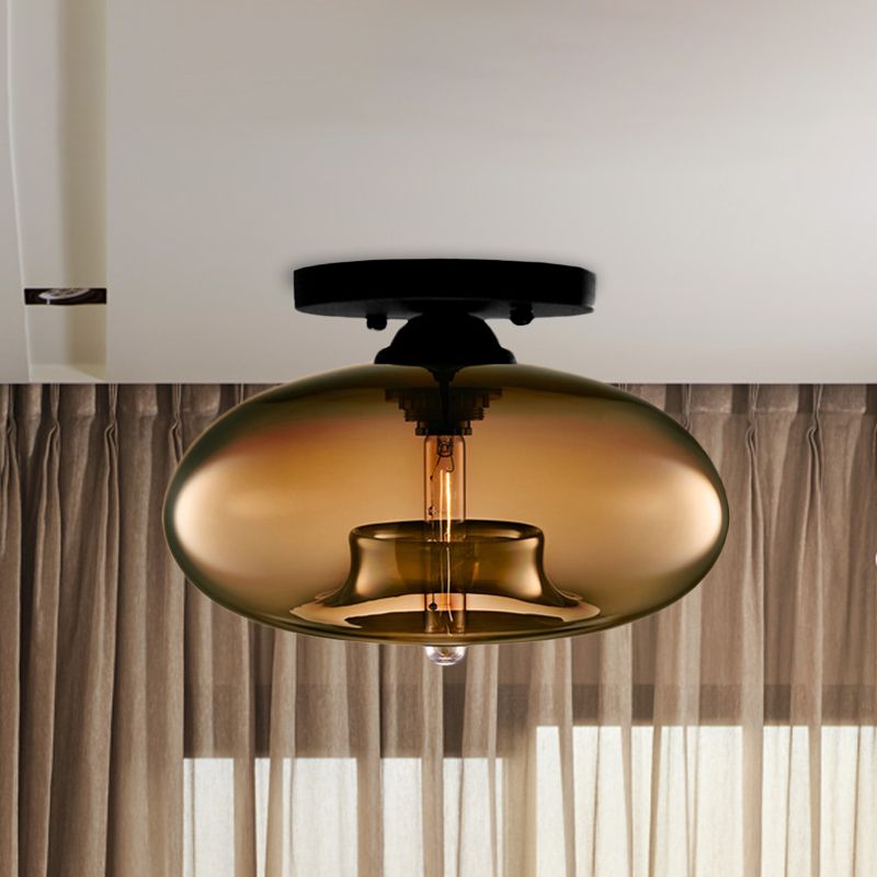 Coloured glass semi-flush ceiling light