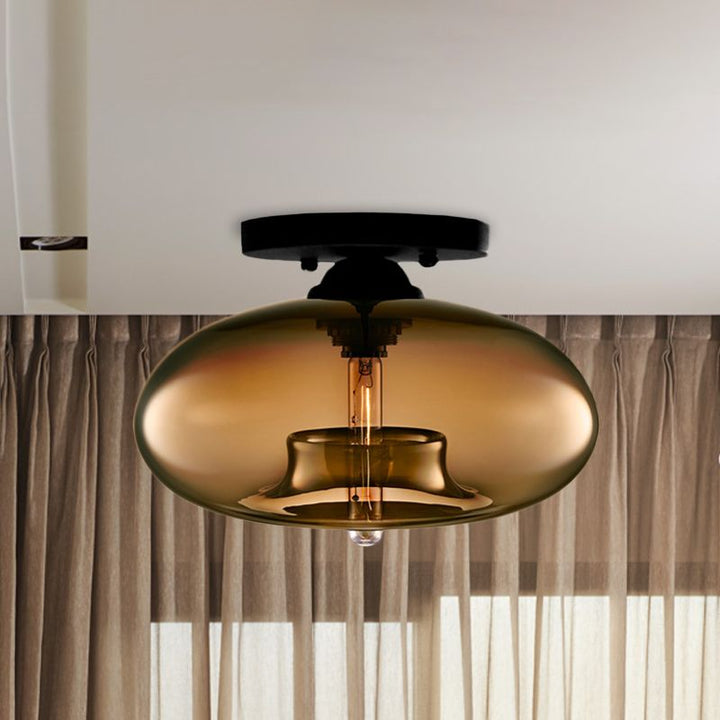 Coloured glass semi-flush ceiling light