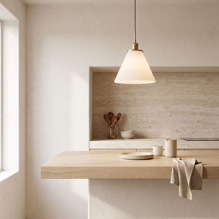 Cone Milk Clear Glass Cone Pendant Light for Kitchen