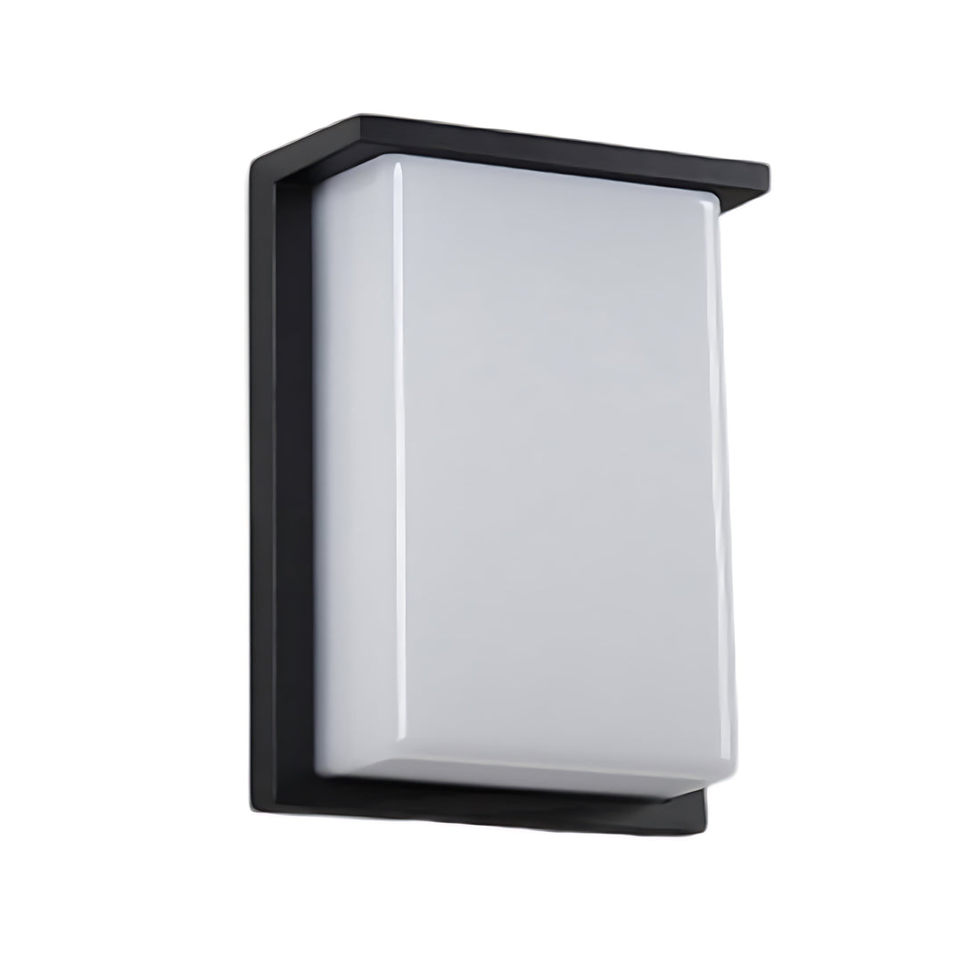 Rectangular Outdoor Wall Light | Black Frame, Opal Diffuser, IP65