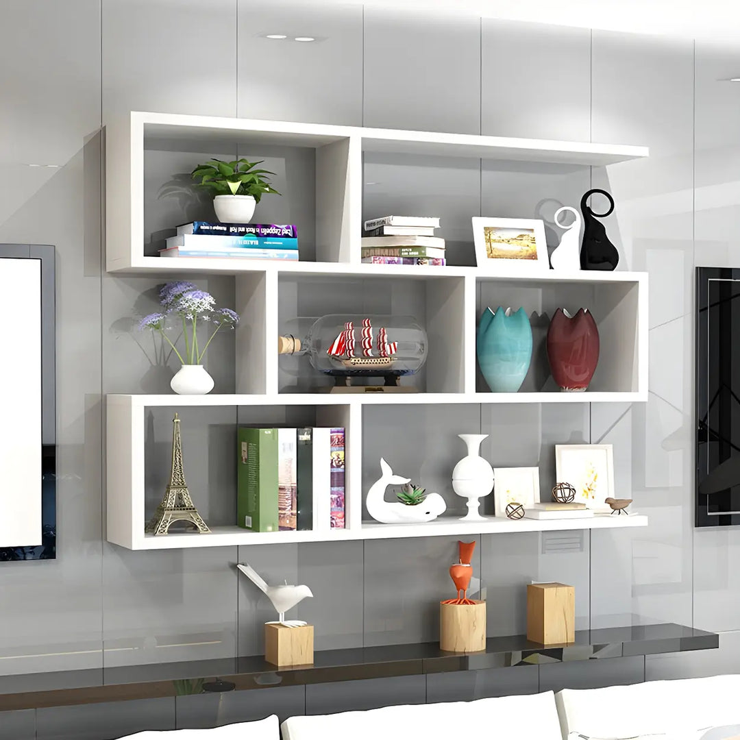 Wall Mounted Wooden Bookshelf | Natural or White, Two Designs