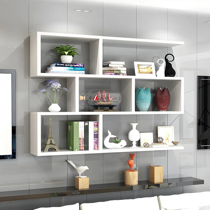 Wall Mounted Wooden Bookshelf | Natural or White, Two Designs