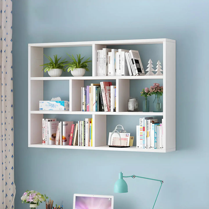Wall Mounted Wooden Bookshelf | Natural or White, Two Designs