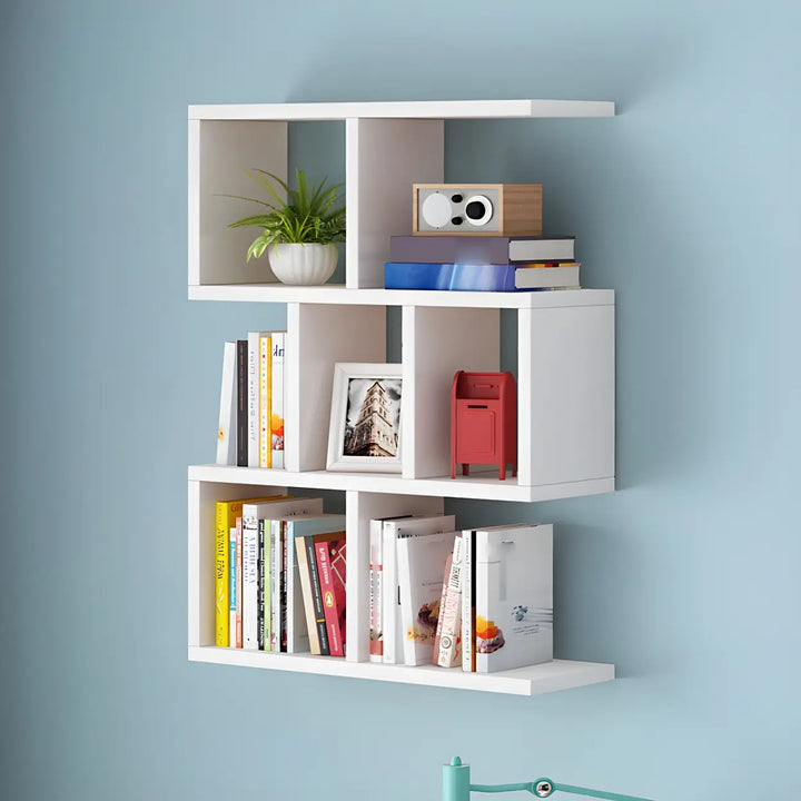 Wall Mounted Wooden Bookshelf | Natural or White, Two Designs