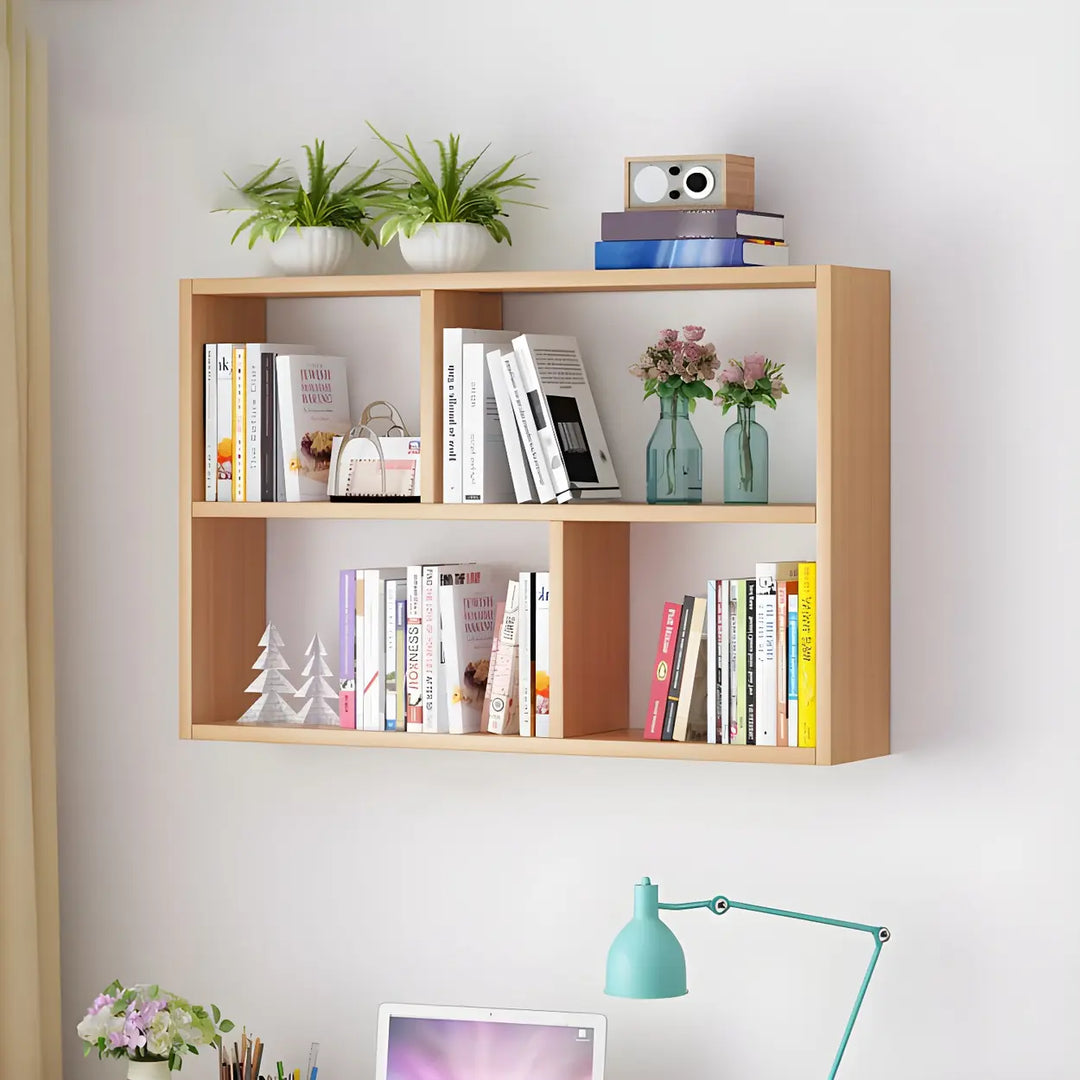 Wall Mounted Wooden Bookshelf | Natural or White, Two Designs