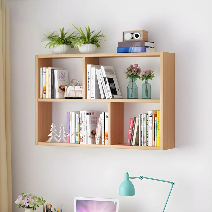 Wall Mounted Wooden Bookshelf | Natural or White, Two Designs