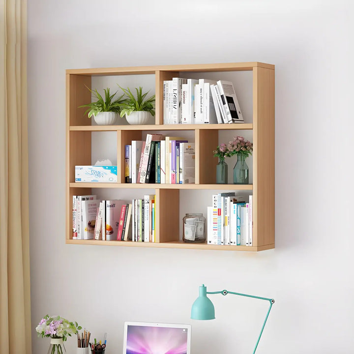 Wall Mounted Wooden Bookshelf | Natural or White, Two Designs