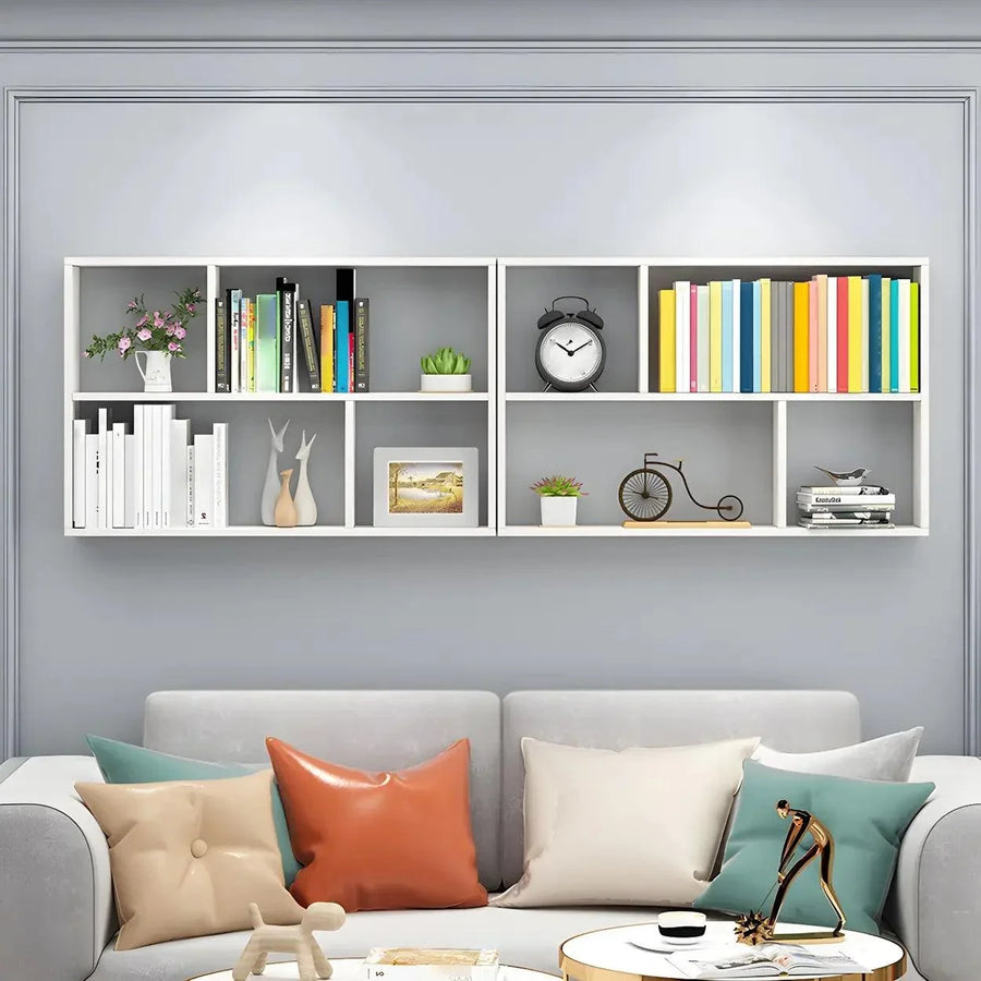 Wall Mounted Wooden Bookshelf | Natural or White, Two Designs