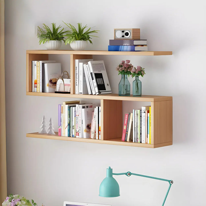Wall Mounted Wooden Bookshelf | Natural or White, Two Designs