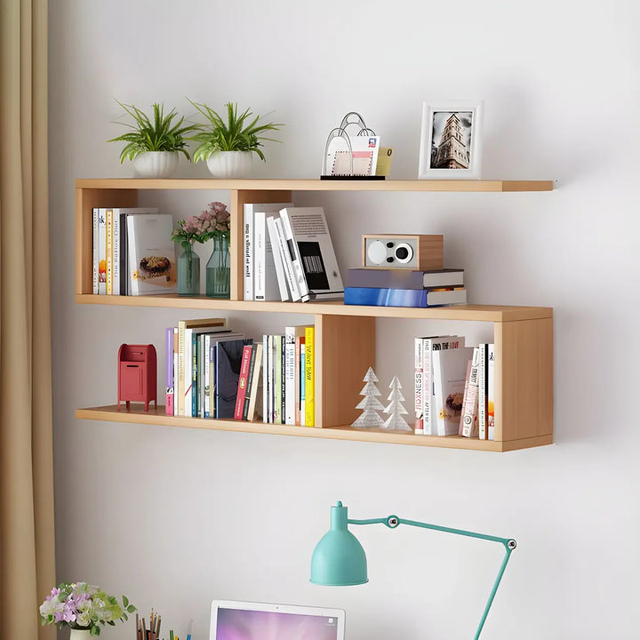 Wall Mounted Wooden Bookshelf | Natural or White, Two Designs