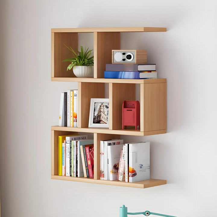 Wall Mounted Wooden Bookshelf | Natural or White, Two Designs