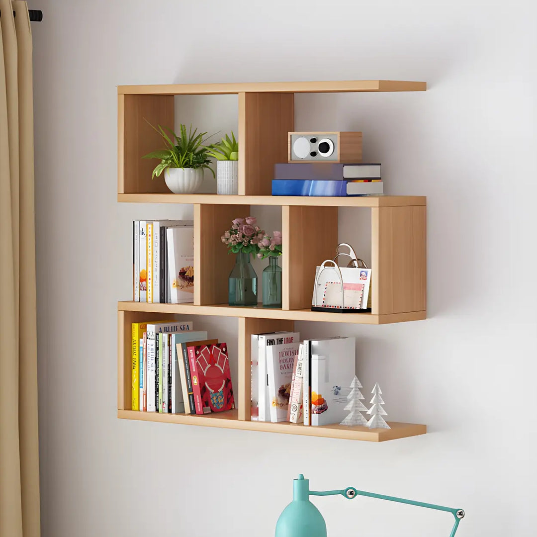 Wall Mounted Wooden Bookshelf | Natural or White, Two Designs
