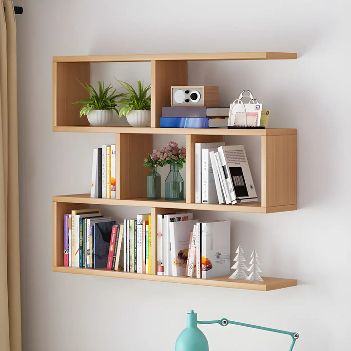 Wall Mounted Wooden Bookshelf | Natural or White, Two Designs