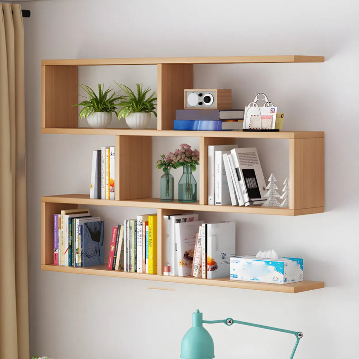 Wall Mounted Wooden Bookshelf | Natural or White, Two Designs