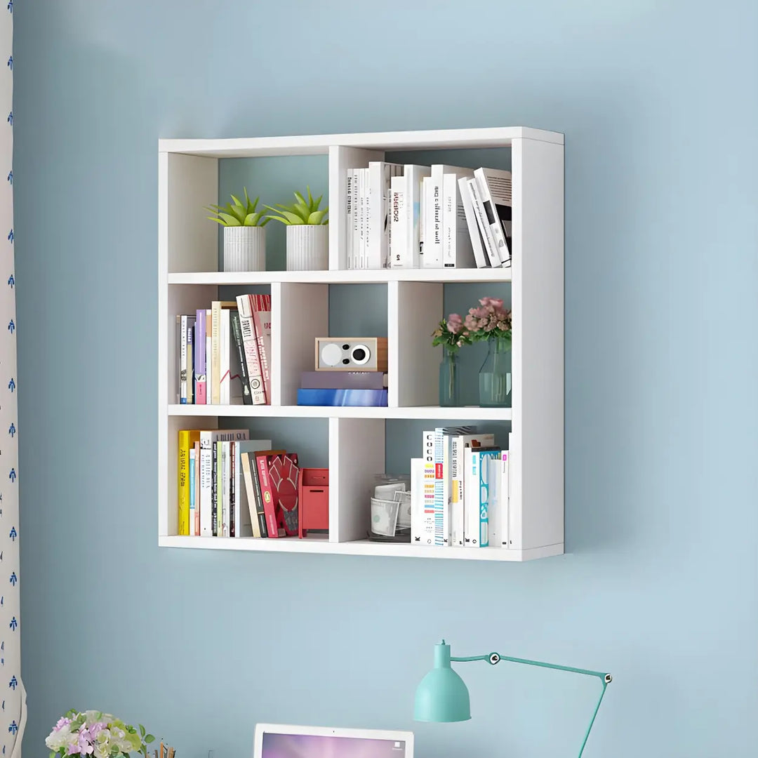 Wall Mounted Wooden Bookshelf | Natural or White, Two Designs