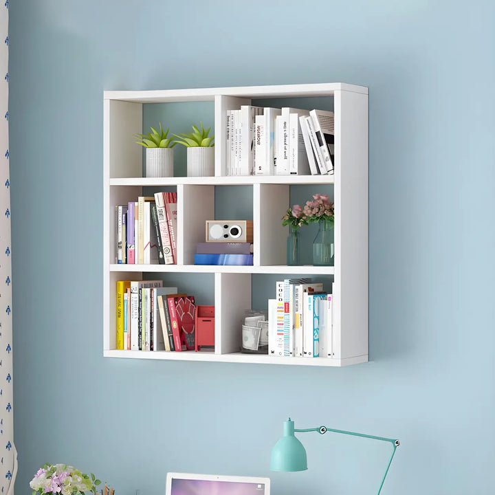 Wall Mounted Wooden Bookshelf | Natural or White, Two Designs