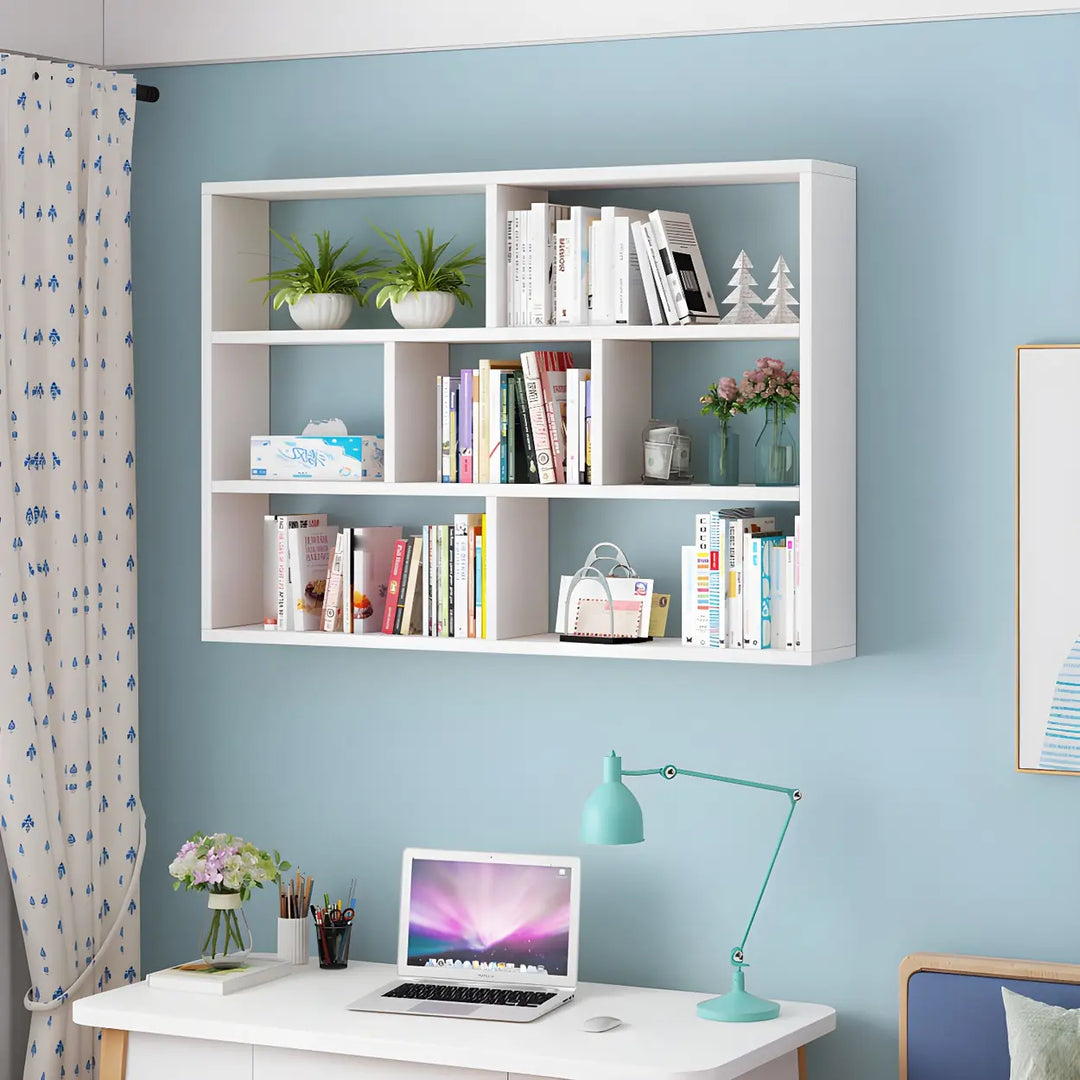 Wall Mounted Wooden Bookshelf | Natural or White, Two Designs