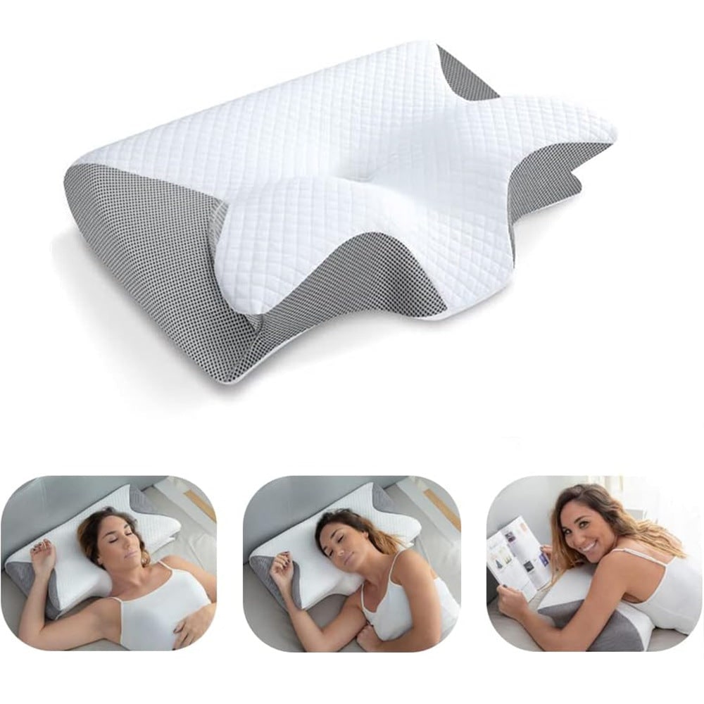 Contoured butterfly memory foam pillow