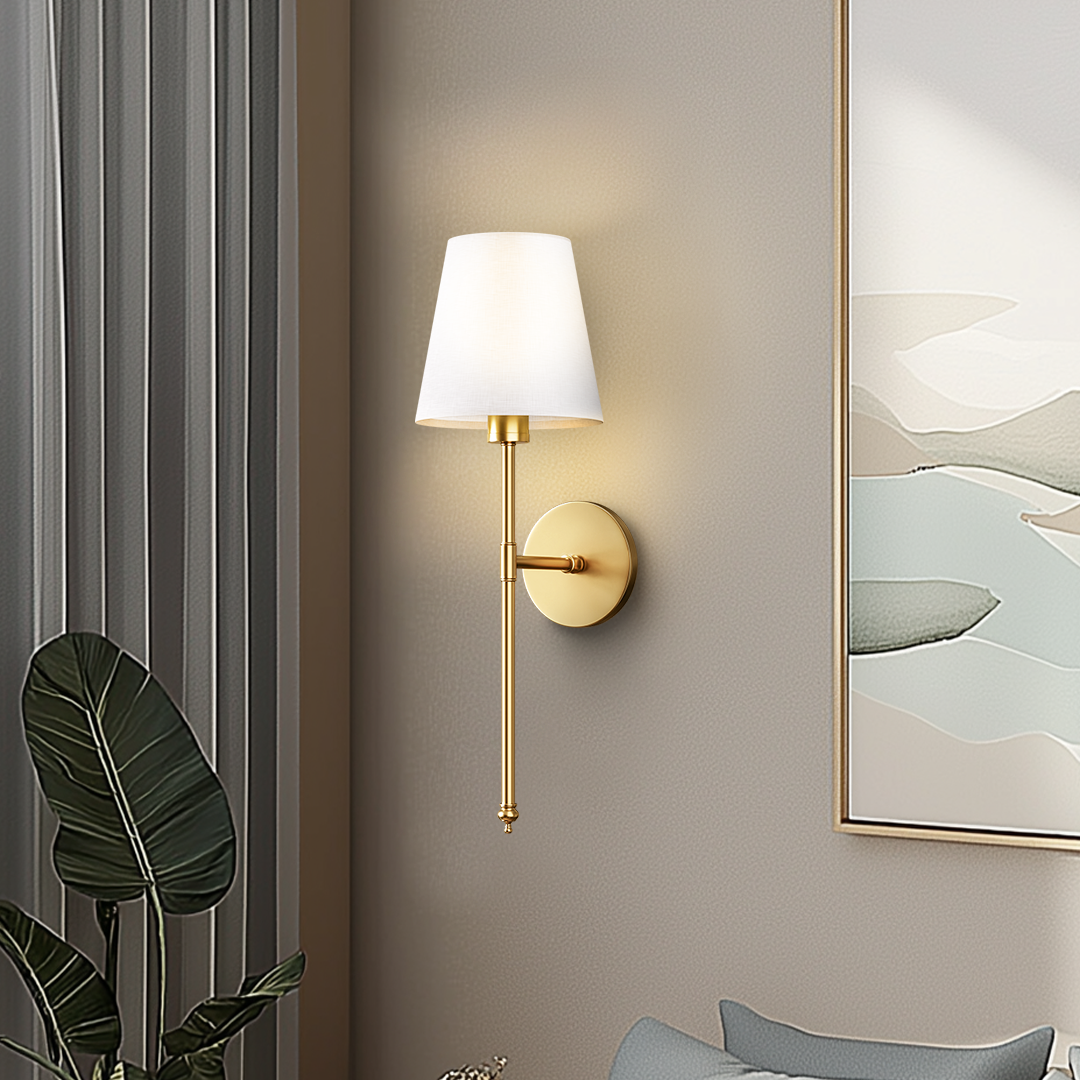 Cordless fabric shade wall light