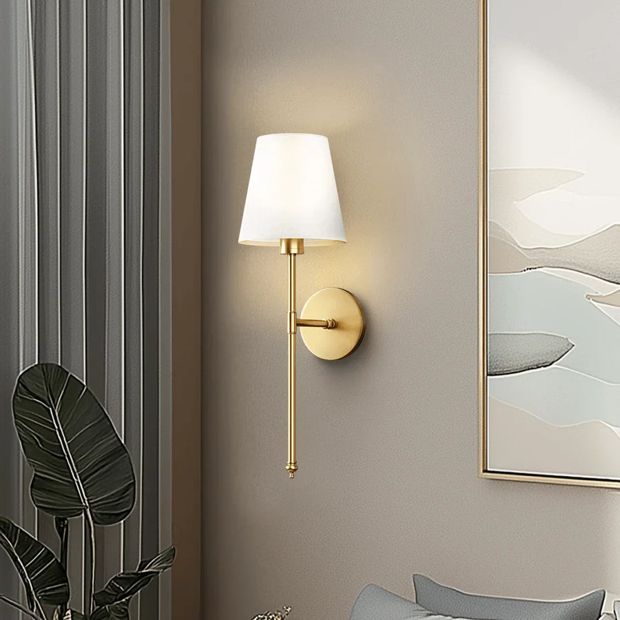 Cordless fabric shade wall light