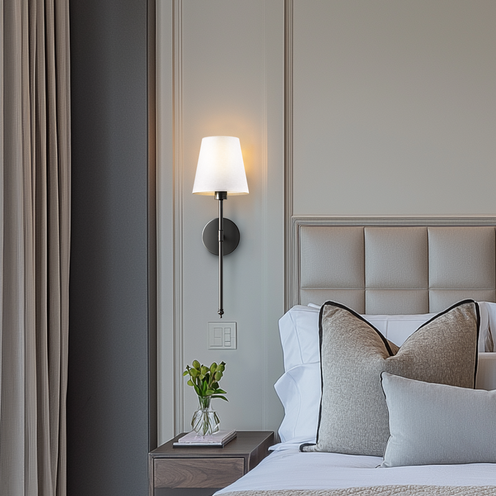 Cordless fabric shade wall light