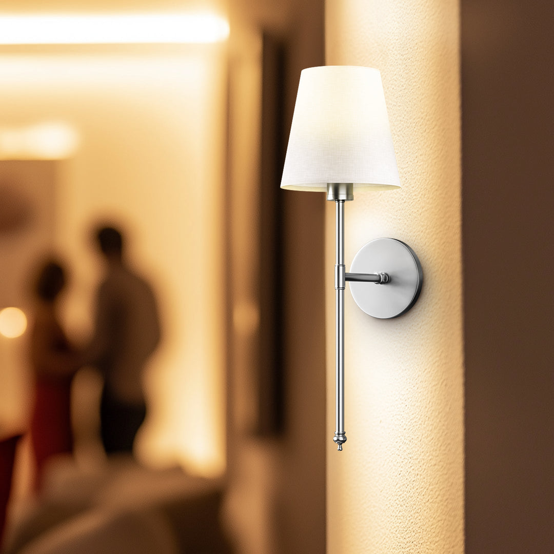 Cordless fabric shade wall light
