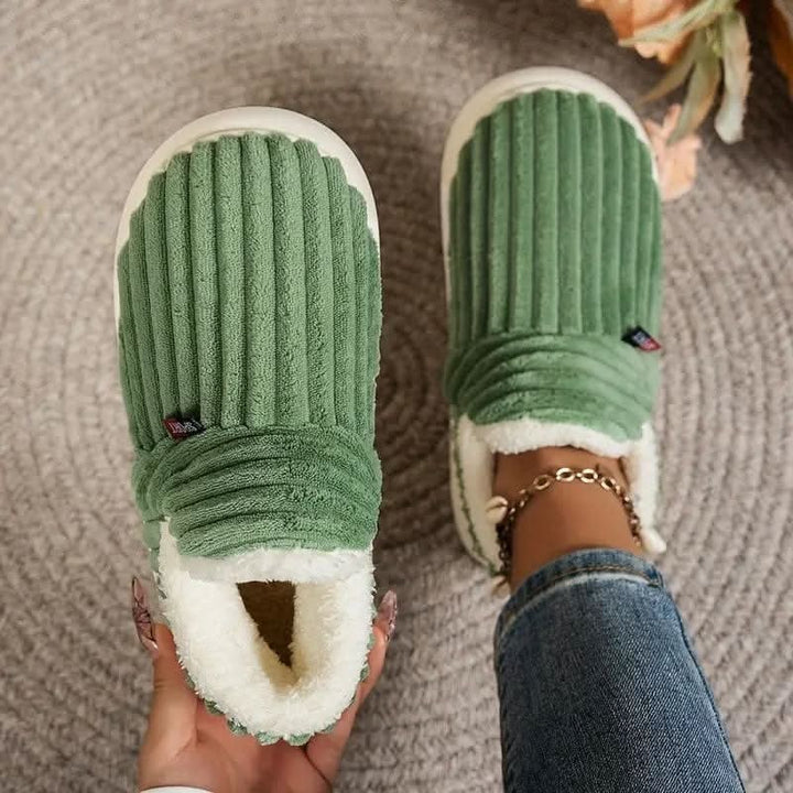 Corduroy sherpa slipper boots