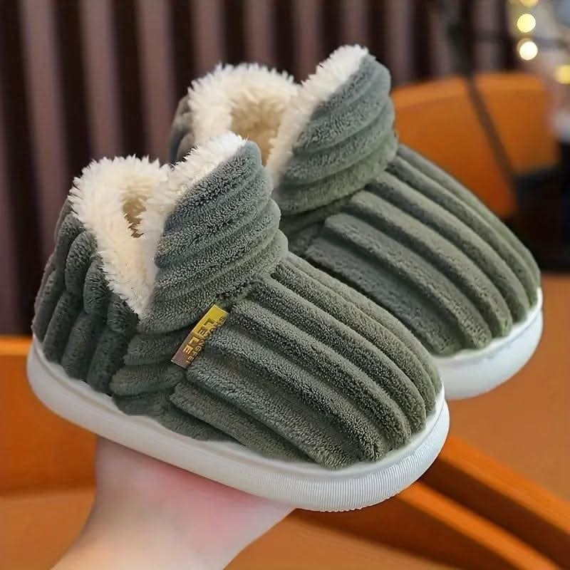 Corduroy sherpa slipper boots