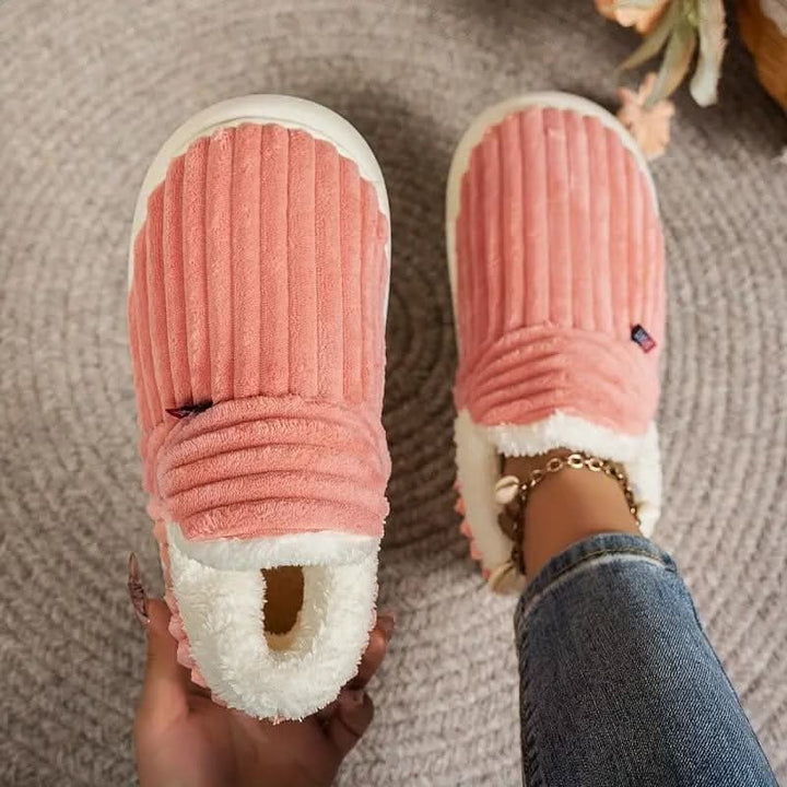 Corduroy sherpa slipper boots