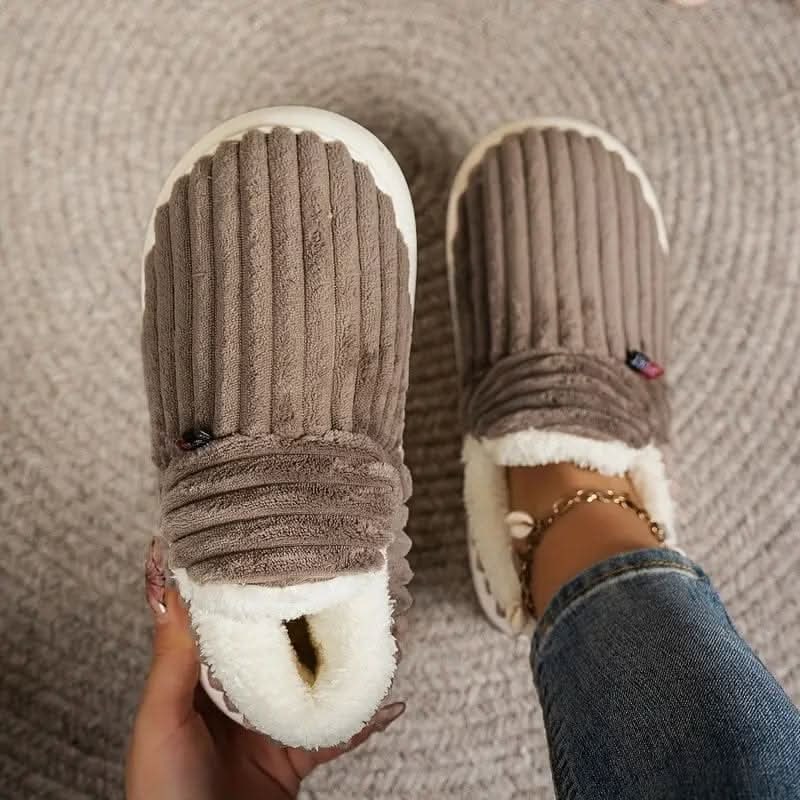 Corduroy sherpa slipper boots