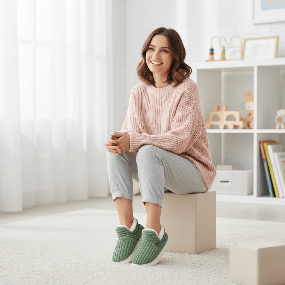 Corduroy sherpa slipper boots