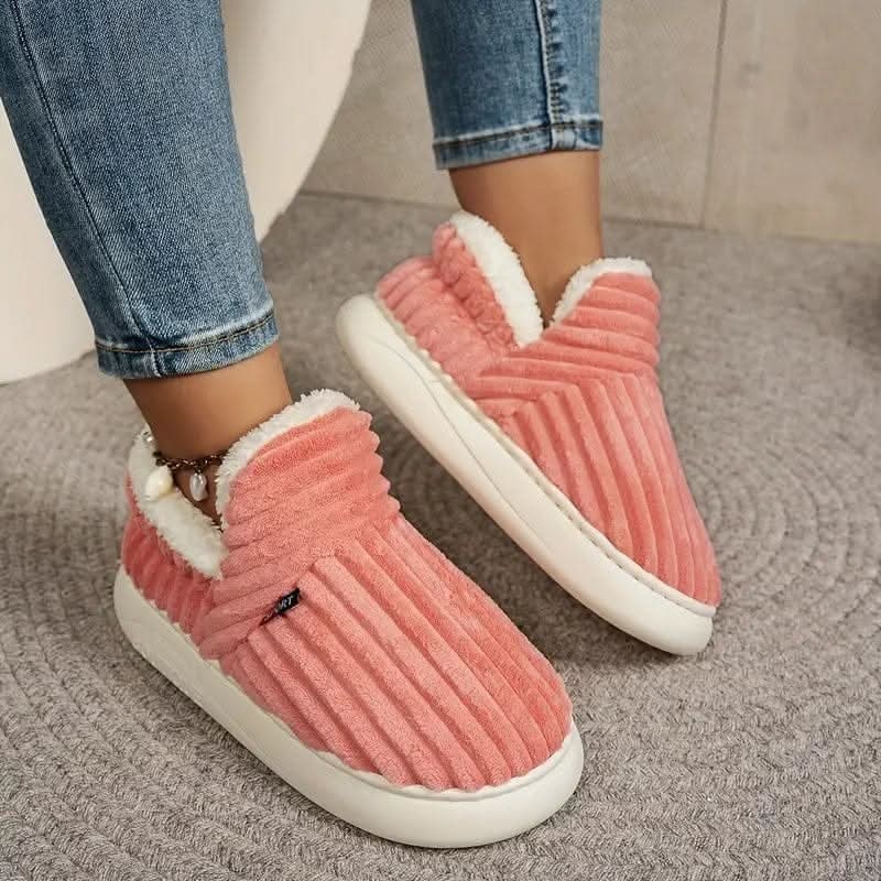 Corduroy sherpa slipper boots