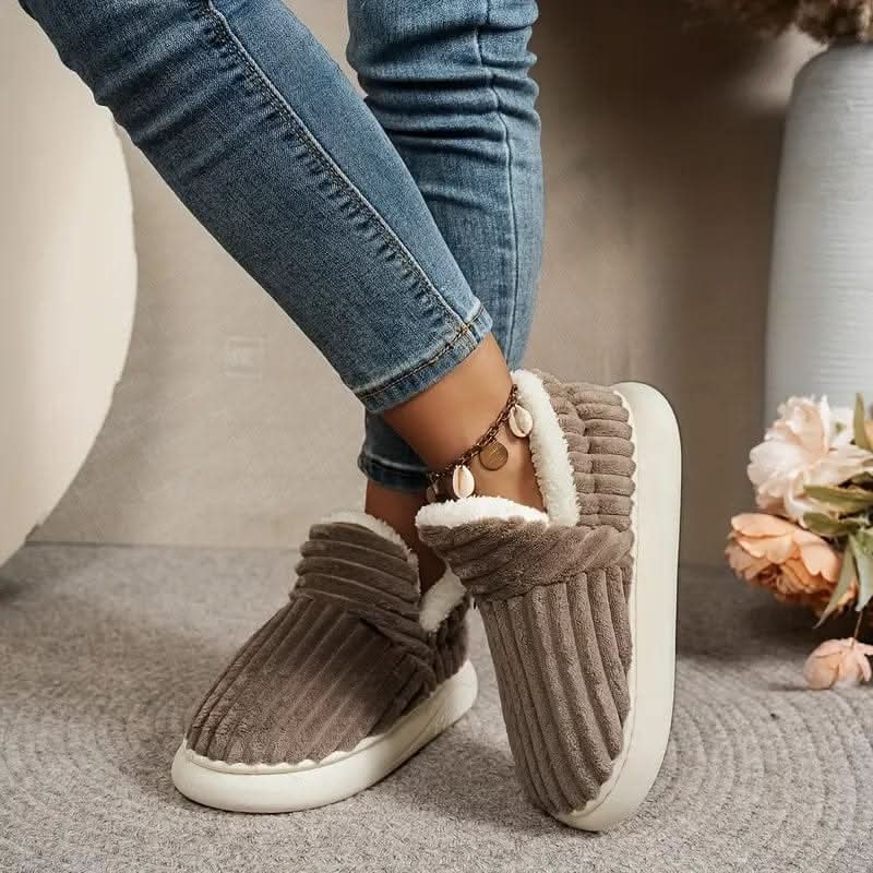 Corduroy sherpa slipper boots