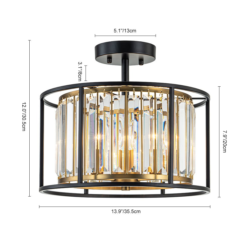 Crystal Semi Flush Ceiling Light