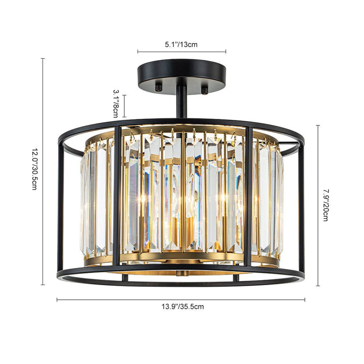 Crystal Semi Flush Ceiling Light
