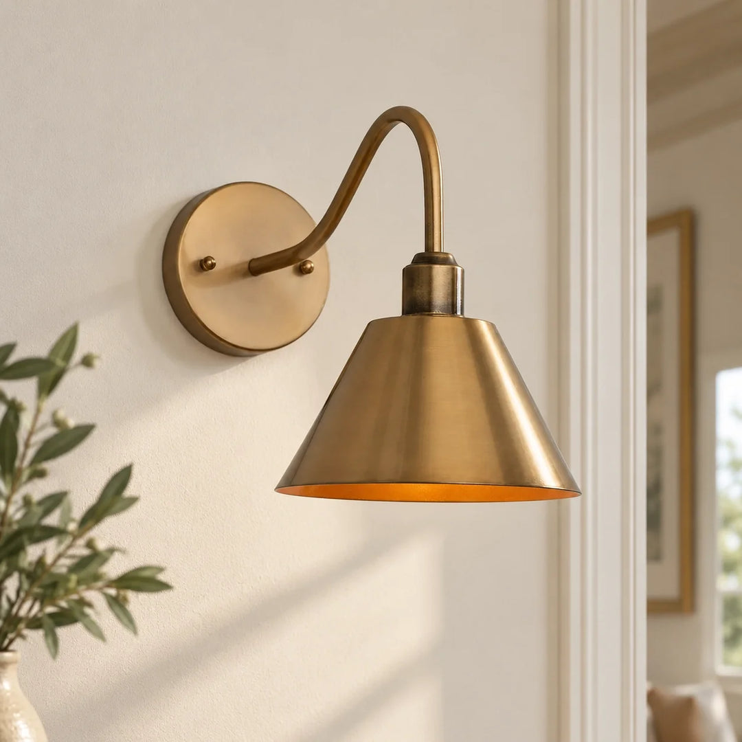 Curved Arm Cone Wall Light