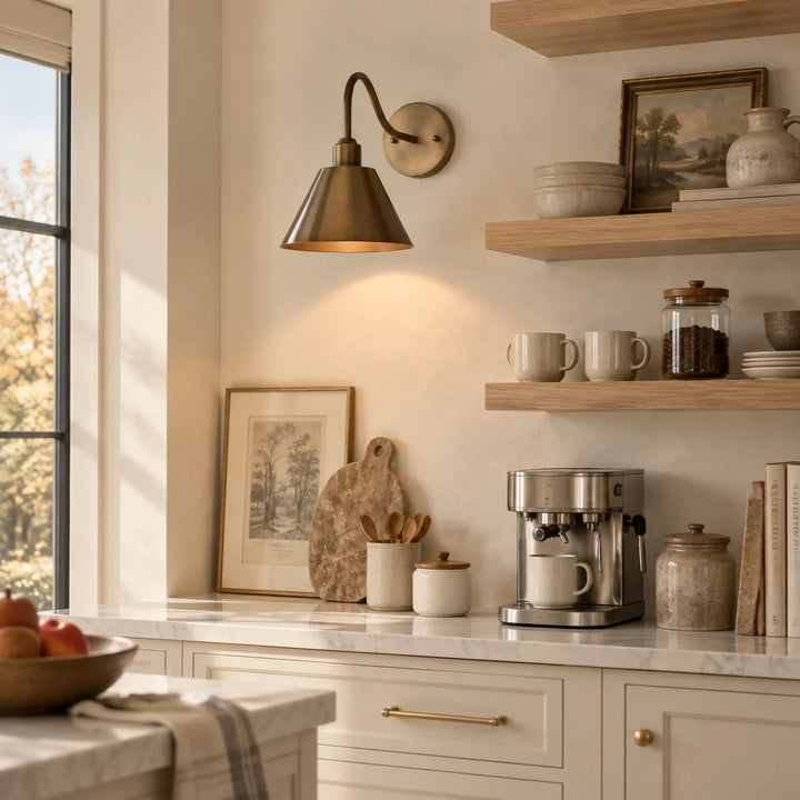 Curved Arm Cone Wall Light